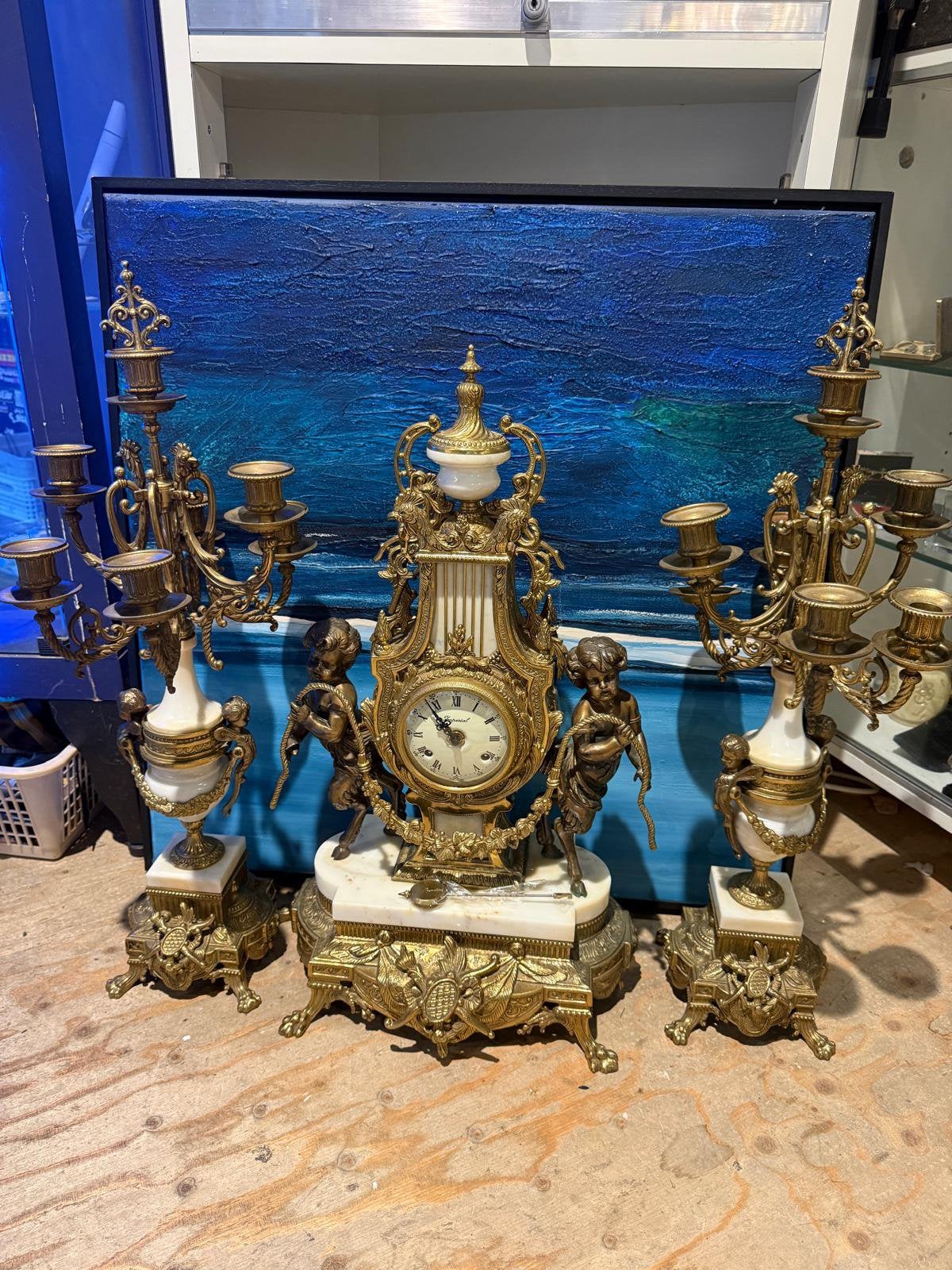 Prachtige klokkenset met kandelaren, Ophalen of Verzenden