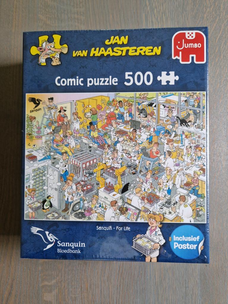 Jan van Haasteren, Sanquin Bloedbank 500 stukjes puzzel, Ophalen of Verzenden, 500 t/m 1500 stukjes, Nieuw, Legpuzzel