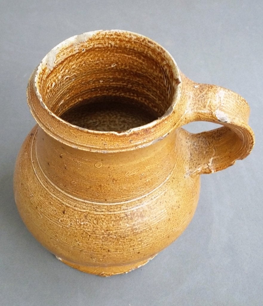 Omstreeks 1550-1600 Bodemvondst Raeren Steengoed Kruik Kan, Antiek en Kunst, Ophalen of Verzenden
