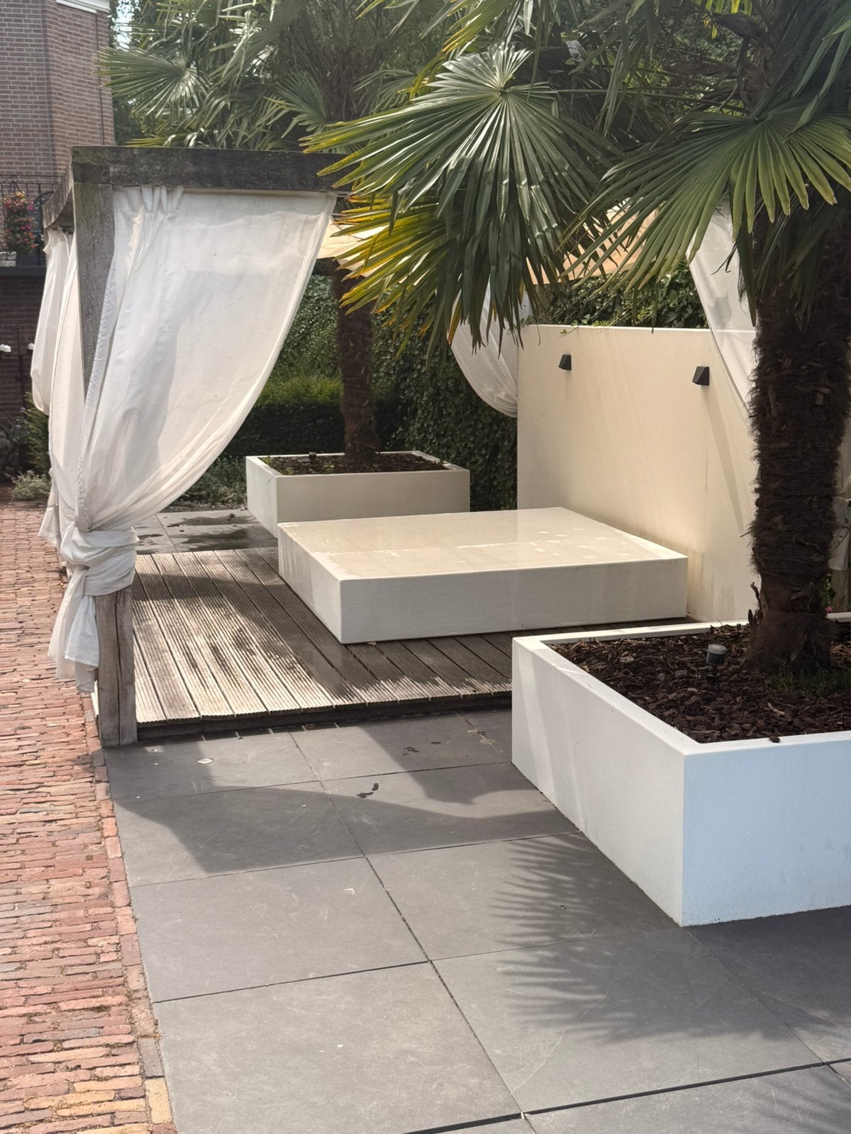 Luxe design ligbed / daybed 200 x 200 cm – Polyester, Tuin en Terras, Tuinsets en Loungesets, Ophalen, Zo goed als nieuw
