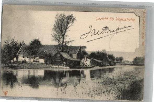 Gezicht bij Voorschoten st 1901, Verzamelen, Ansichtkaarten | Nederland, Ophalen of Verzenden, Voor 1920, Gelopen, Zuid-Holland