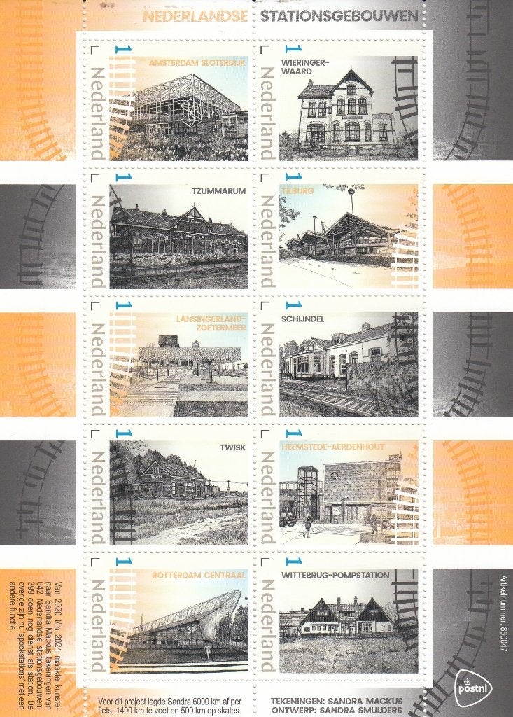 Nederland- 2025.55- Nederlandse Stationsgebouwen- Vel- P, Ophalen of Verzenden, Na 1940, Postfris