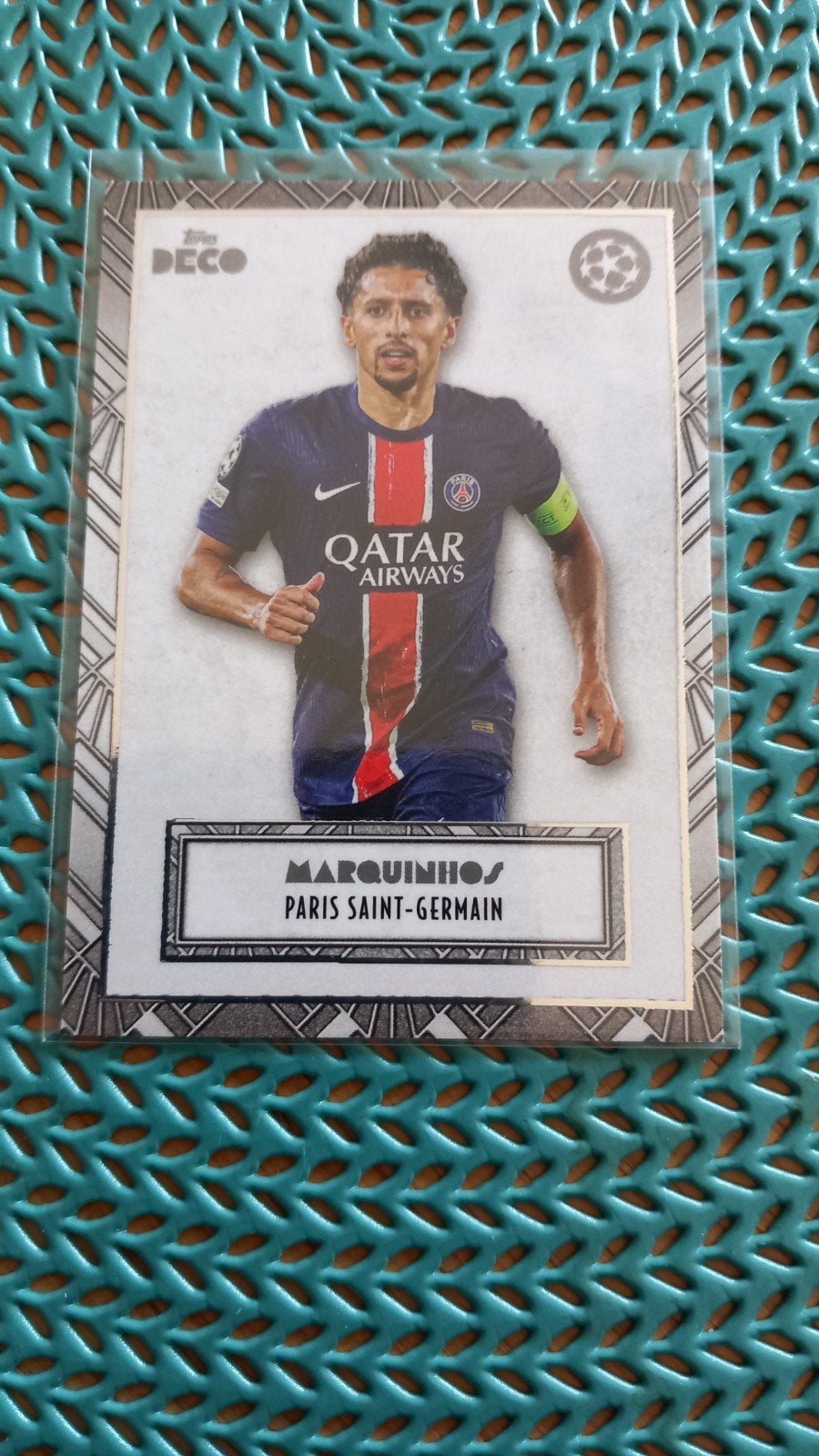 Marquinhos Paris Saint-Germain Topps Deco Spelerskaart, Ophalen of Verzenden, Zo goed als nieuw, Buitenlandse clubs, Spelerskaart