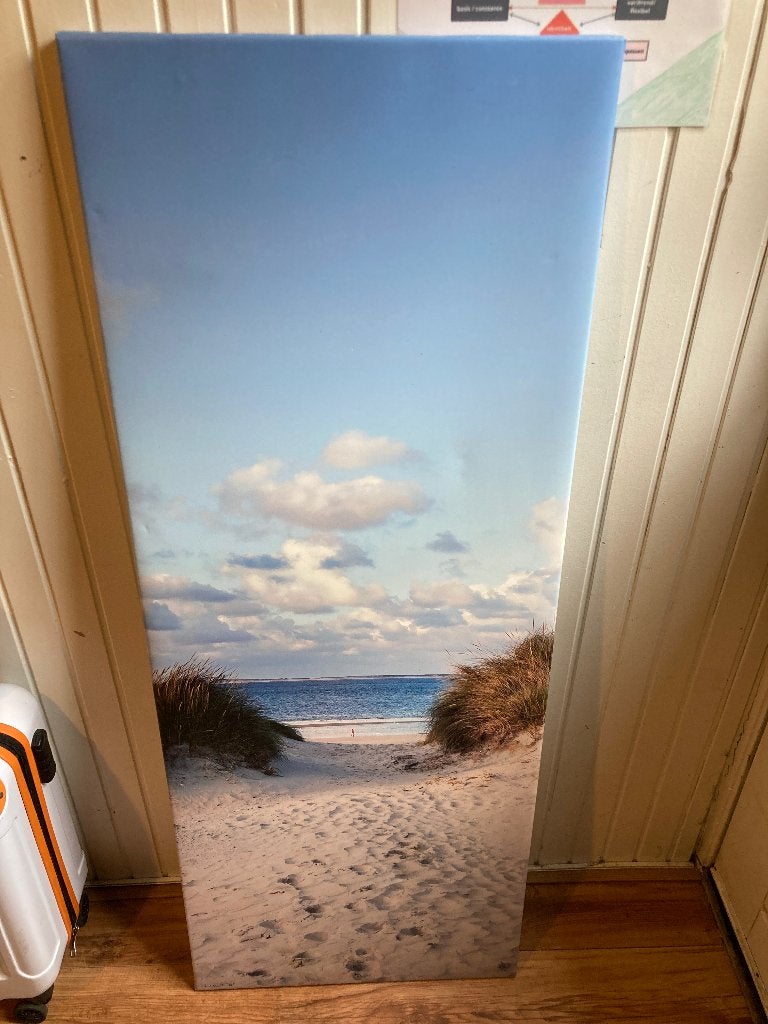 Wanddecoratie zee duinen fotoprint schilderij canvas doek, Ophalen, Gebruikt, 130 cm, Overige typen