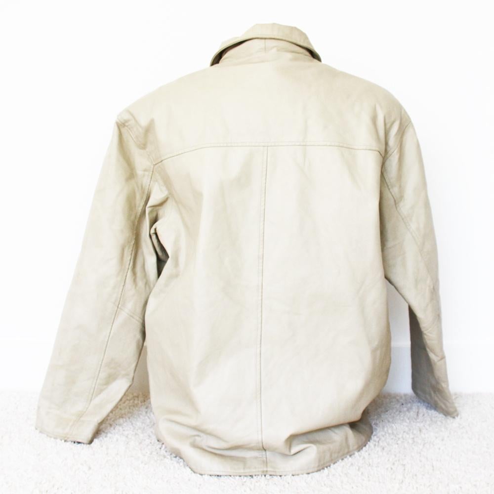 Warm Gevoerde Leren Lucky Leather Vintage Jas* (L) € 45,-, Beige, Maat 42/44 (L), Ophalen of Verzenden, Zo goed als nieuw