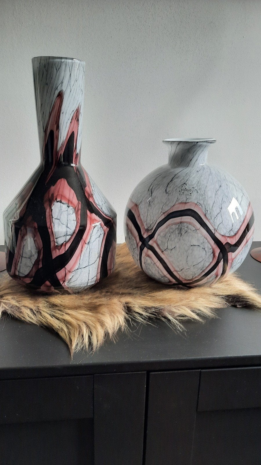 2 Fidrio Holland Glazen Vazen Bolvormig 35 en 25 cm hoog, Ophalen