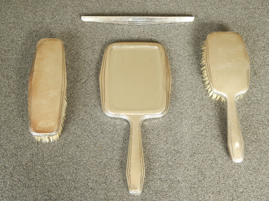 Oude verzilverde kaptafel set jaren 40, Antiek en Kunst, Ophalen of Verzenden