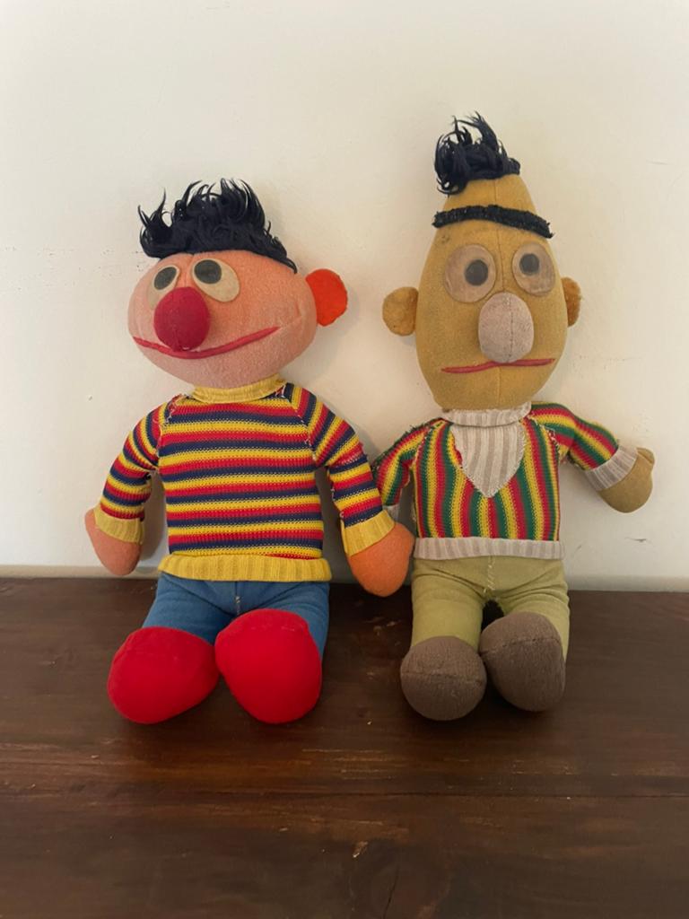 Oude vintage Bert en Ernie poppen, Verzamelen, Ophalen of Verzenden, Gebruikt, Pop