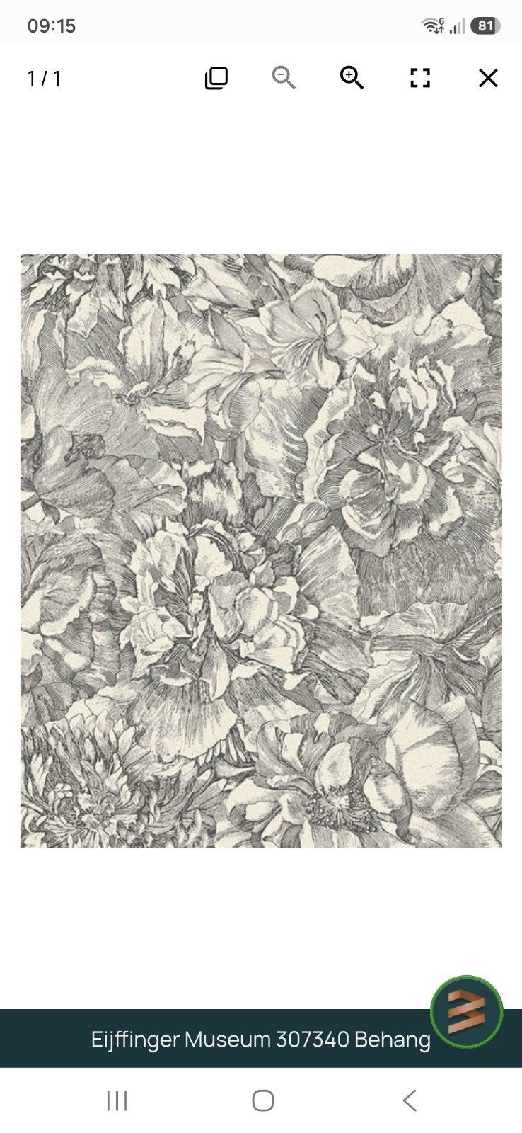 Eijffinger Museum behang 307340 1 rol, Bloemen, Overige merken, Vliesbehang, Minder dan 5 m²