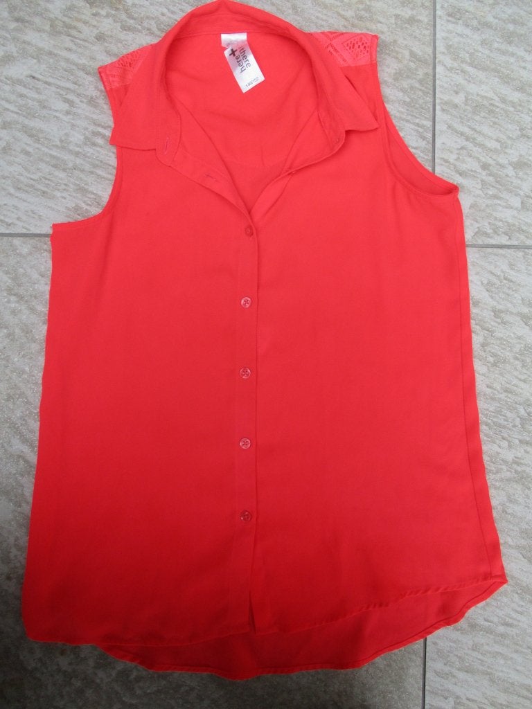 Blouse felrood-oranje maat 146 / 152 C&A mouwloos, Kinderen en Baby's, Kinderkleding | Maat 146, C&A, Meisje, Overhemd of Blouse