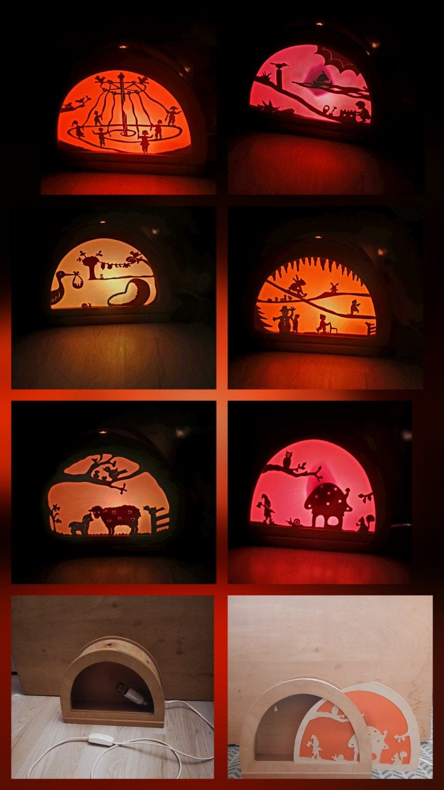 De Noest silhouetlamp met 6 silhouetten, Met schakelaar, Gebruikt, Overige fittingen, Ophalen of Verzenden
