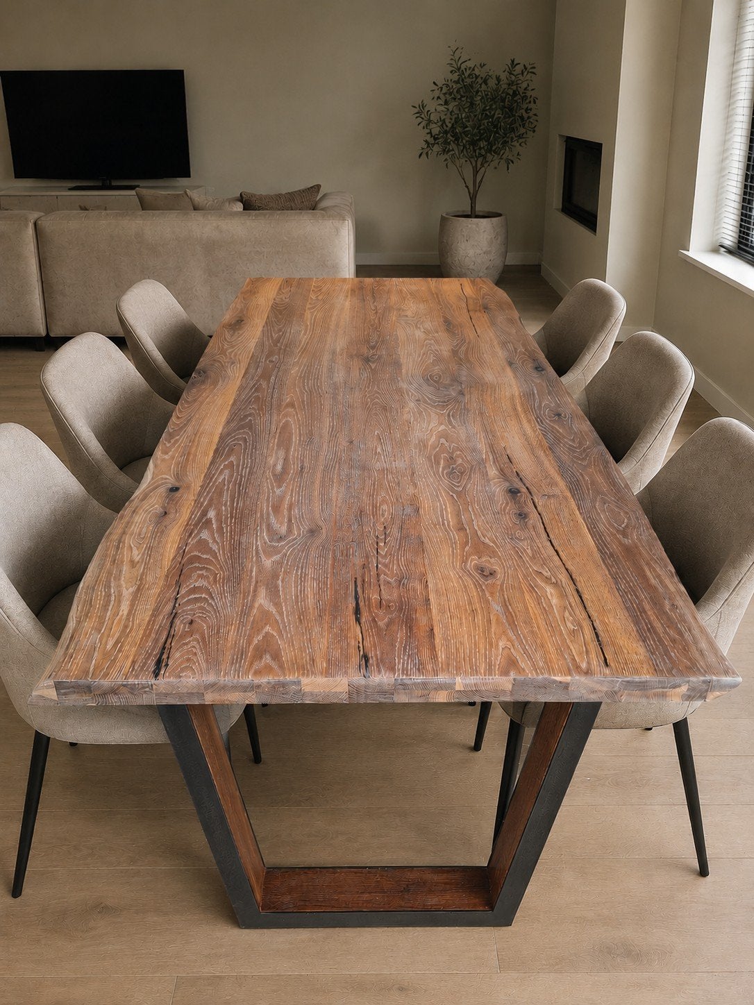 Als nieuw; boomstam eettafel. Prachtige tafel. 230cm, Ophalen, 100 tot 150 cm, Eikenhout, 200 cm of meer