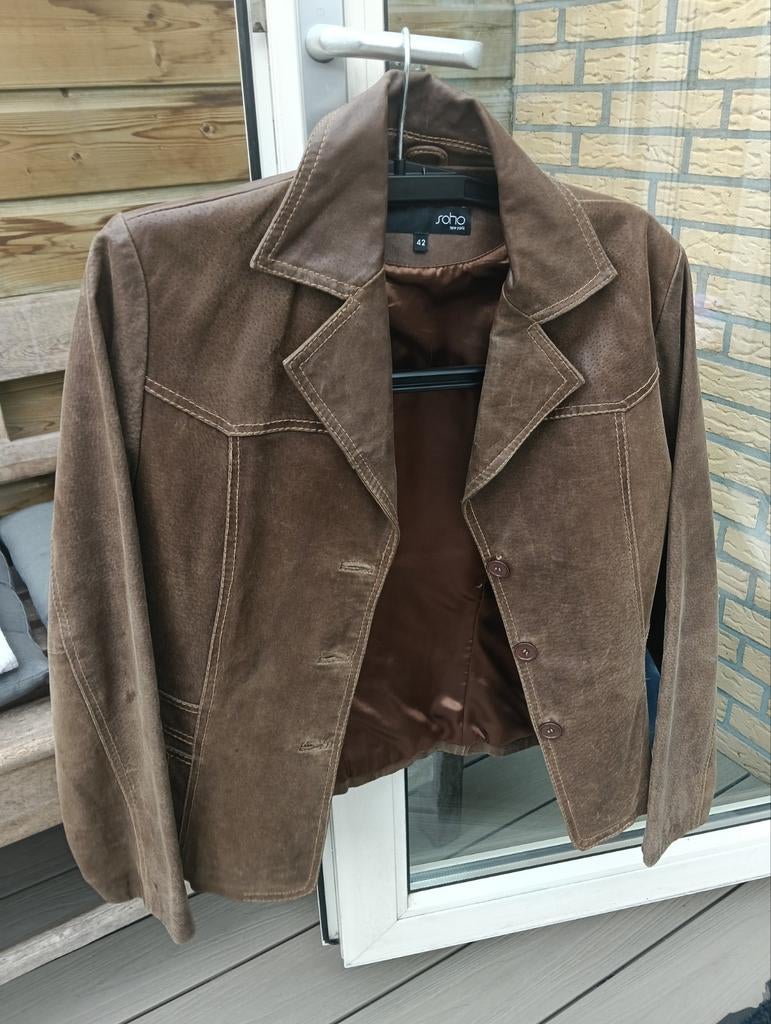 Leren bruine jas Soho maat 42, Bruin, Maat 42/44 (L), Soho, Ophalen of Verzenden