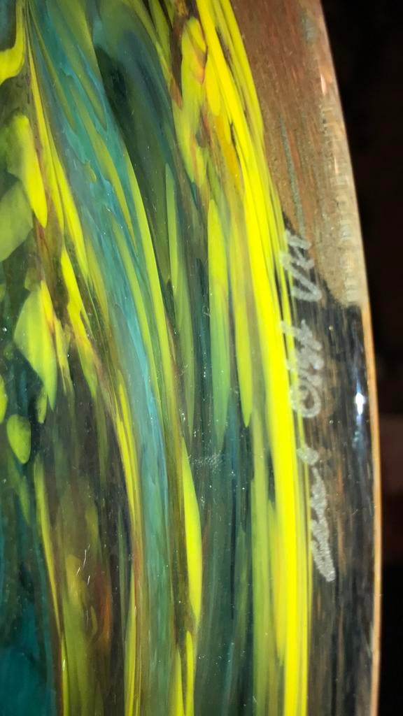 Kunst Schaal Glas Gesignieerd Kleurrijk, Antiek en Kunst, Ophalen