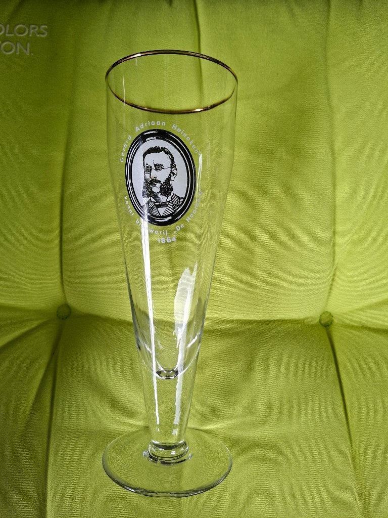 Heineken dubbeldruk voetglas Gerard Adriaan Heineken, Verzamelen, Ophalen of Verzenden, Zo goed als nieuw, Glas of Glazen, Heineken