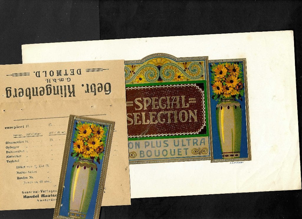 Gebr. Klingenberg   set etiket   la Goldina, Ophalen of Verzenden, Gebruikt, Sigarenbandjes