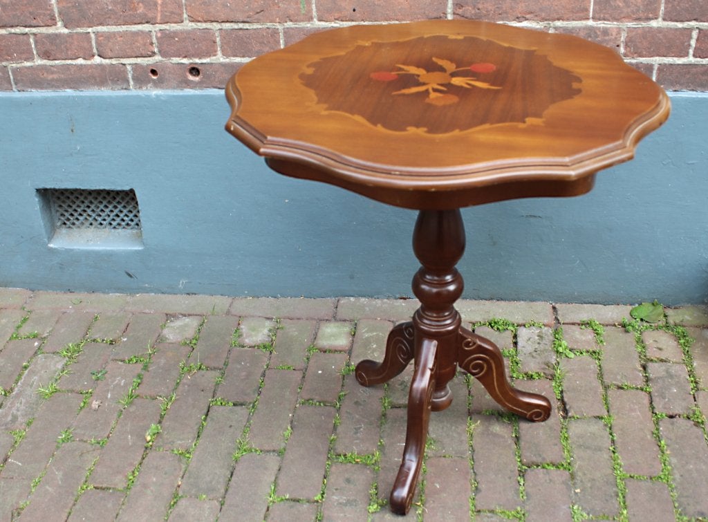 Houten wijntafel bijzettafel plantentafel hout ingelegt blad, Antiek en Kunst, Antiek | Meubels | Tafels, Ophalen of Verzenden