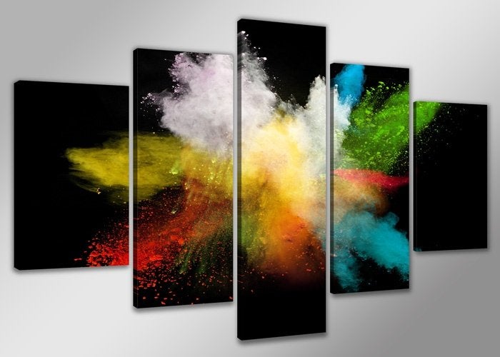 Nieuw * 5 Luik Canvas Schilderij * Abstract Colors 200x100cm, Ophalen of Verzenden