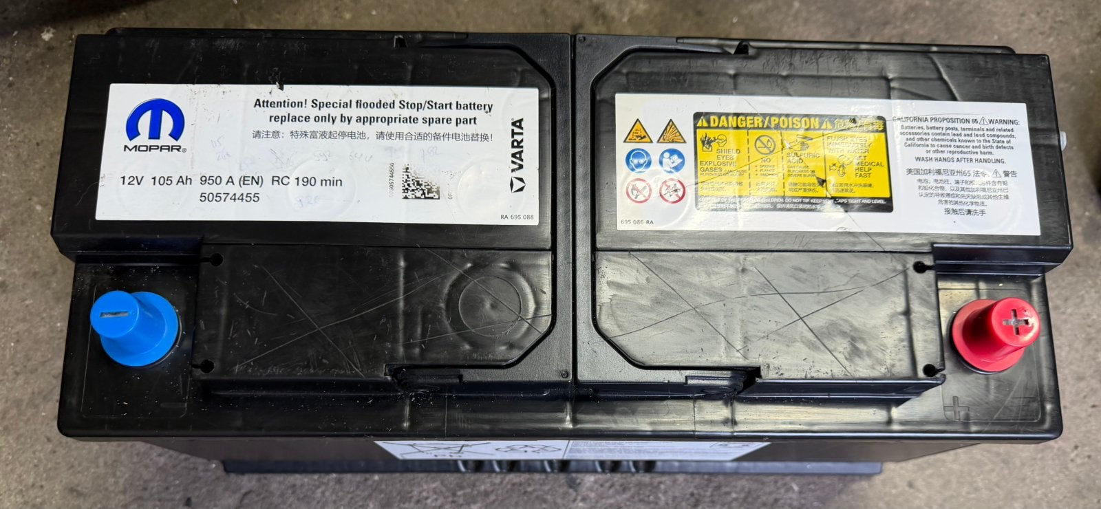 Sterke VARTA 12V 105 Ah 950 A Start Stop EFB, Ophalen of Verzenden, Gebruikt, Overige automerken