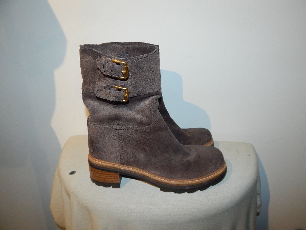 Prada bruine stoere laarzen robust bandjes goud gesp 36.5/37