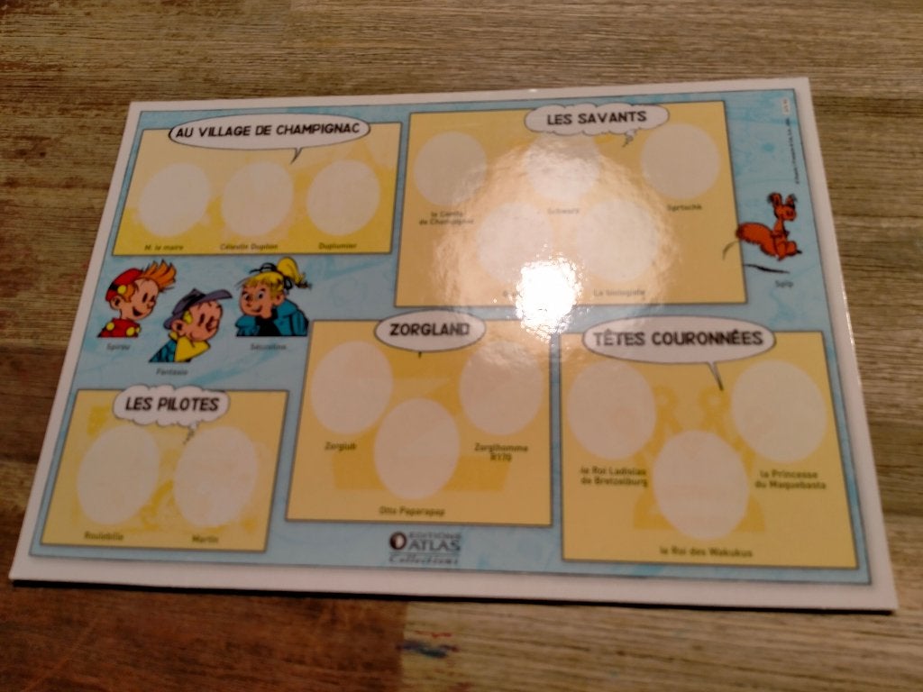 Robbedoes Editions Atlas promo bordje uitgave karton pins, Ophalen of Verzenden, Guust of Robbedoes, Nieuw, Overige typen