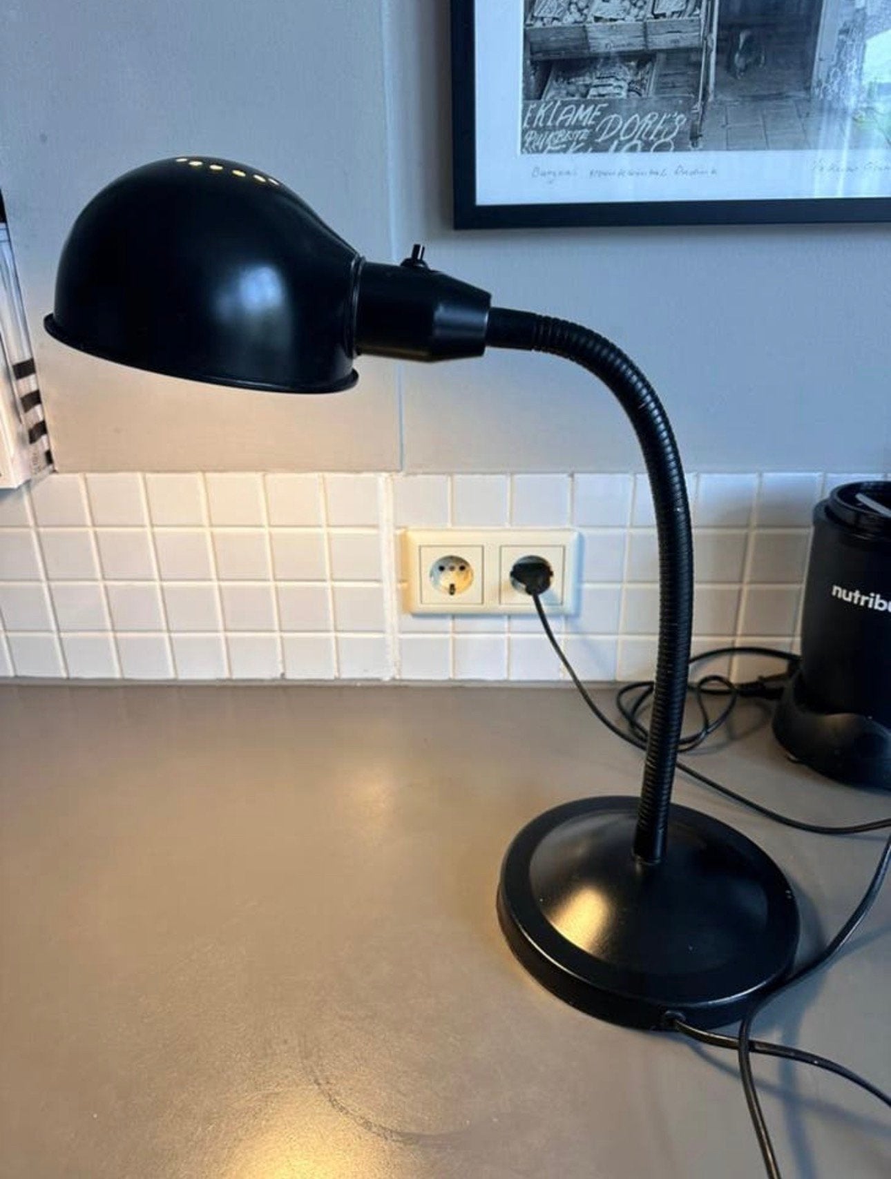 Zwarte Vintage IKEA A0301 Goose Neck Lamp, Bureaulamp, Ophalen of Verzenden, Zo goed als nieuw, Zwart