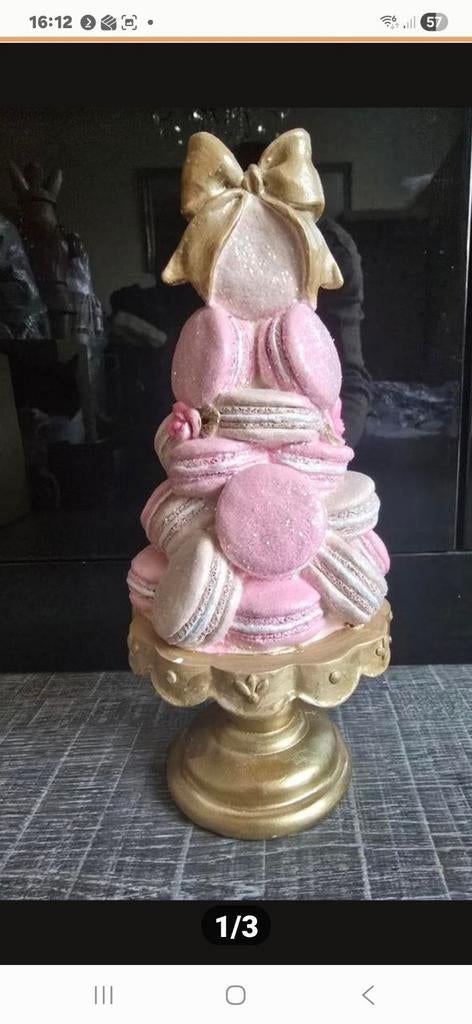 Decoratieve Macaron Toren - Roze & Goud, Meerkleurig, Overige materialen, Nieuw, Ophalen of Verzenden