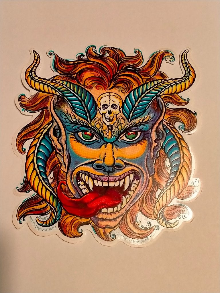 Chinees Masker vintage Gothic logo sticker skull, Verzenden, Gebruikt, Overige typen