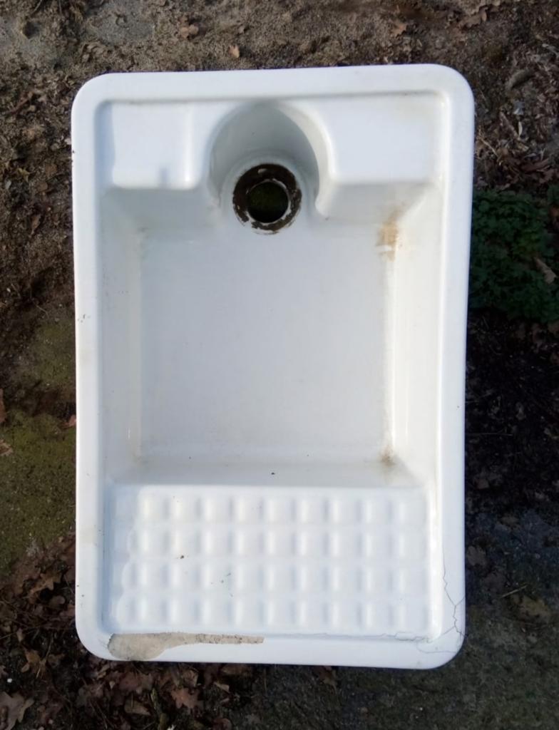 Vintage Witte Wasbak/Spoelbak - Gebruikt te koop, Ophalen