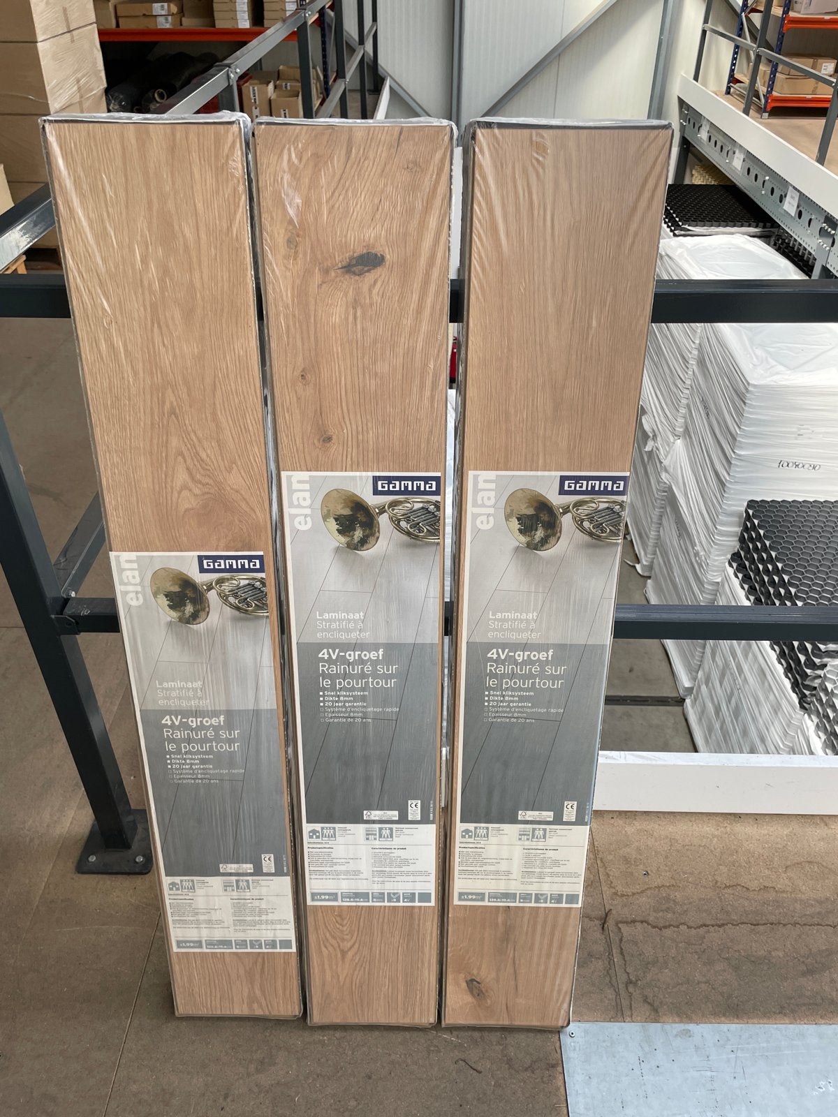3 pak Elan Gamma Licht Eiken Laminaat 4V-groef - Nieuw, Nieuw, 10 tot 30 cm, Hout, 5 tot 10 m²
