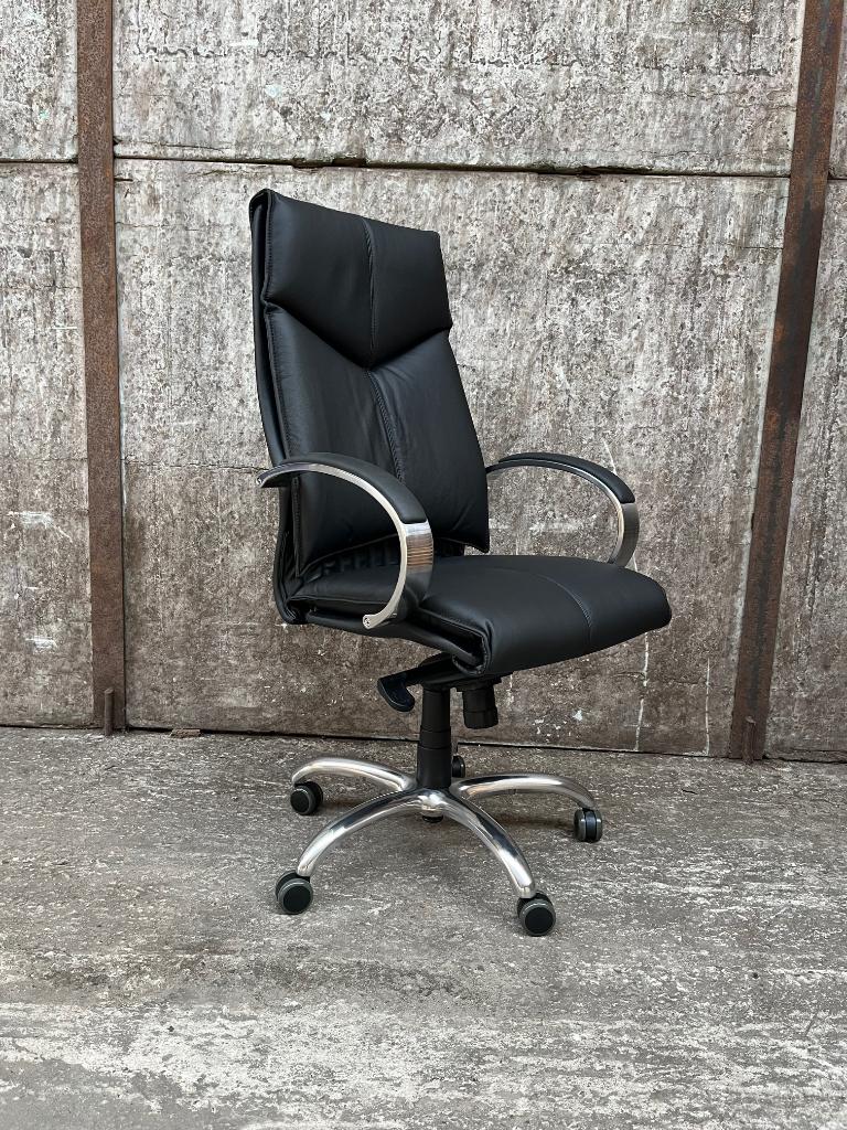 Directie bureaustoel President | Zwart leder | multiwielen, Ophalen of Verzenden, Ergonomisch, Nieuw, Zwart