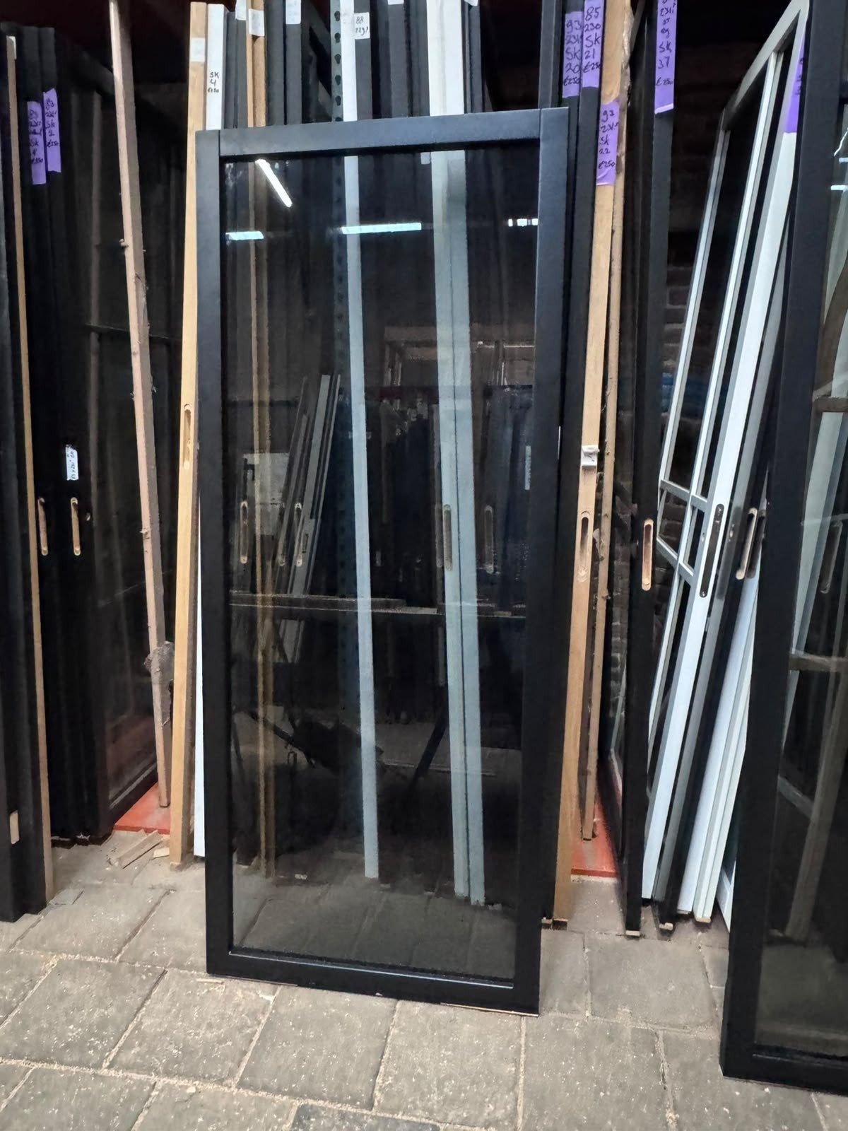 83x201,5cm binnendeur stomp zwart staallook rookglas SL19, Ophalen, ., Nieuw, .