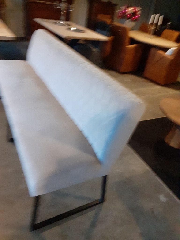 Eettafelbank 160 B velours stof, Beige .SHOWROOMMODEL, Overige kleuren, Nieuw, Ophalen of Verzenden, Stof