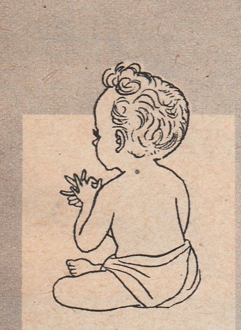 retro reclame 1947 Zwitsal poederbus baby wil in bad, Verzamelen, Retro, Verzenden, Overige typen