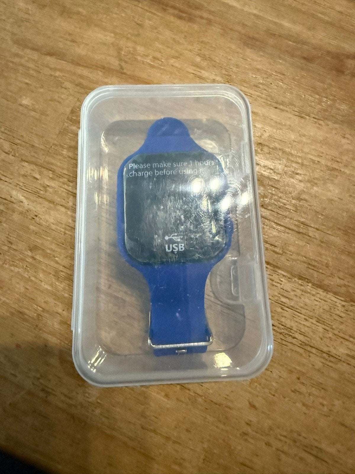 Plaswekker / Plas horloge met blauwe bandjes, Ophalen of Verzenden, Gebruikt, Blauw
