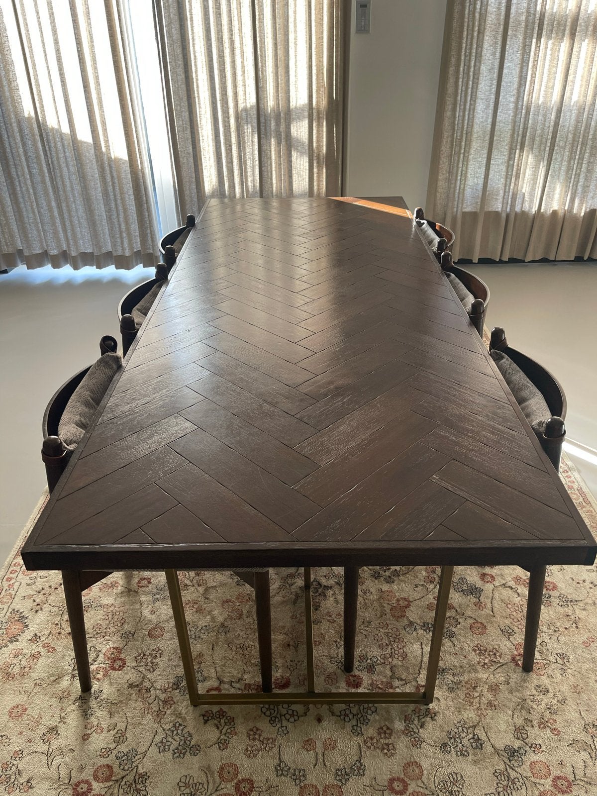 Dutchbone eettafel 220x90 cm visgraat, Ophalen, 200 cm of meer, 50 tot 100 cm, Zo goed als nieuw