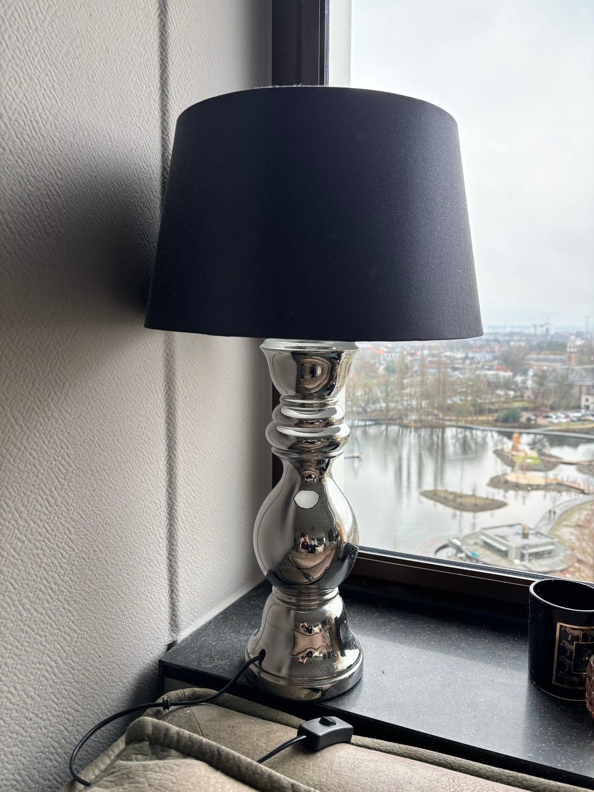 Tafellamp met Zwarte Kap, Ophalen, Overige merken, E27 (groot), Met kap