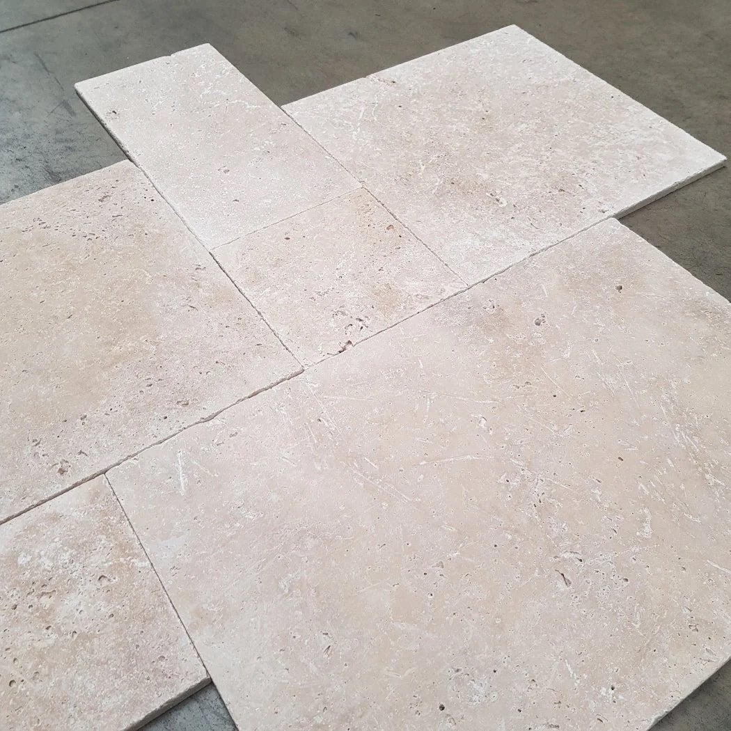 Travertin Light tegels 61x40,6 cm, getrommeld en gestopt, Ophalen, Gebruikt, 40 tot 60 cm, Minder dan 5 m²