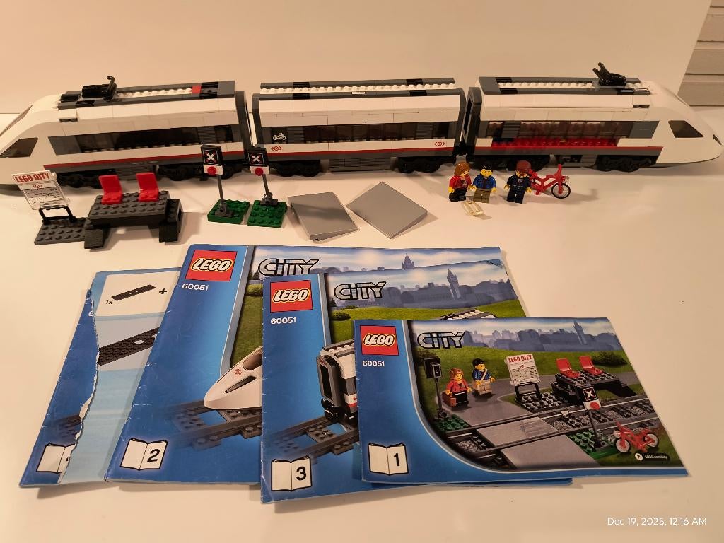 Lego CITY 60051 High Speed Passenger Train met rails, Ophalen of Verzenden, Zo goed als nieuw, Complete set, Lego