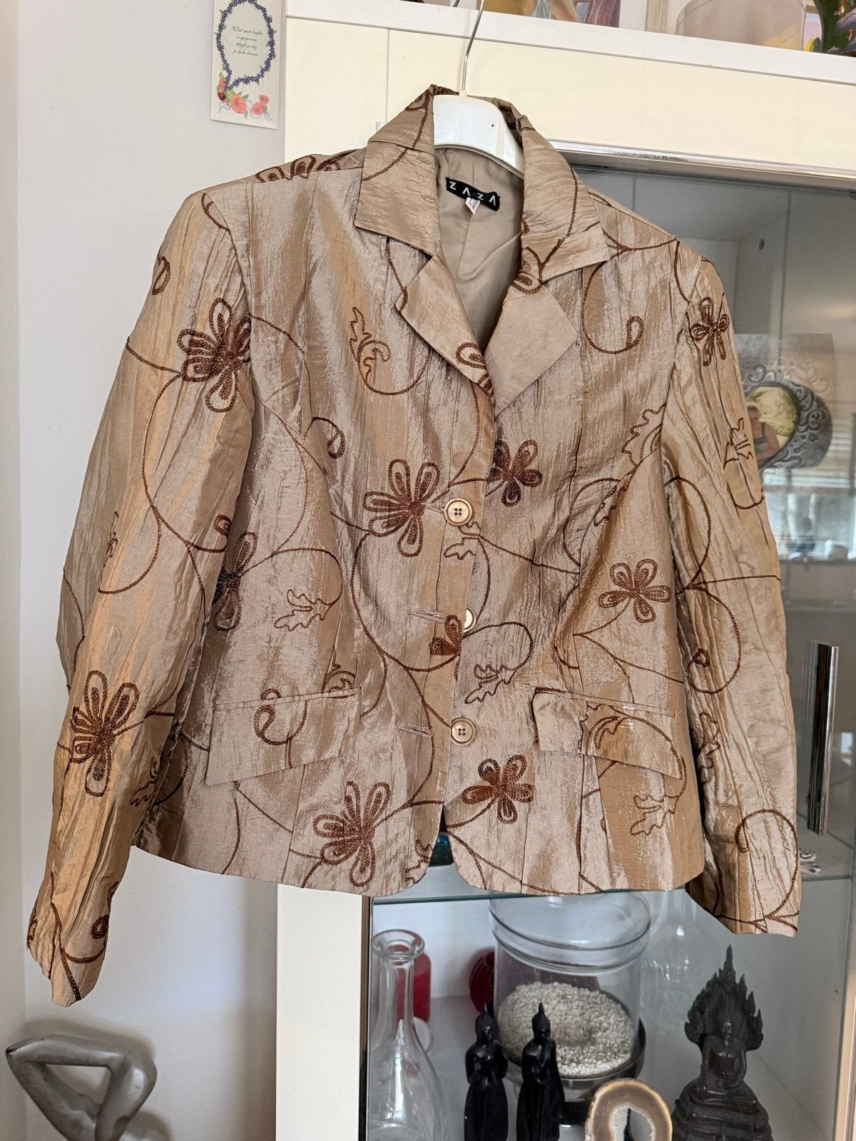 Zaza Jasje met Geborduurde Bloemen - Maat 42, Beige, Maat 42/44 (L), Ophalen of Verzenden, Zo goed als nieuw