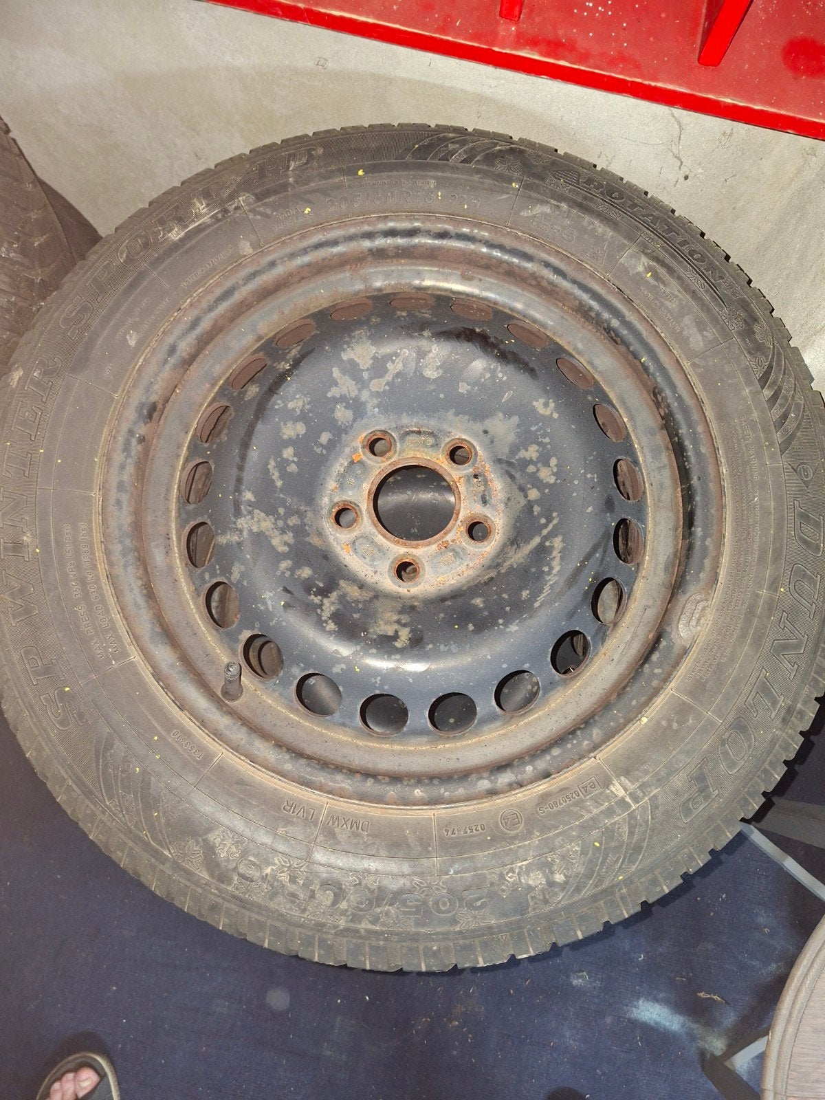 4 stalen velg met winterb. 205/60 r 16, Ophalen, Gebruikt, 16 inch, Banden en Velgen