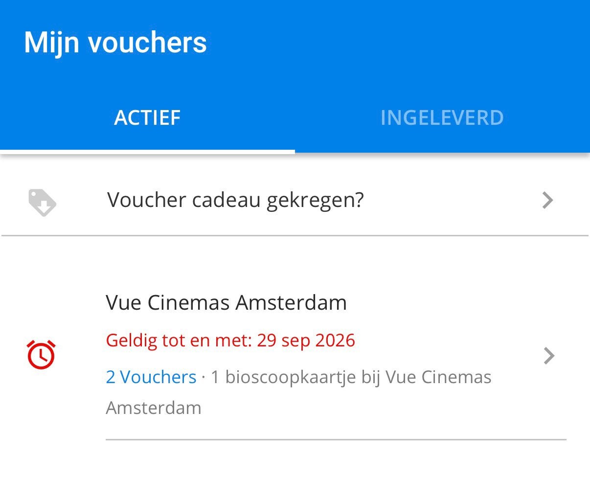 Vue bioscoop kaartje, Eén persoon, Overige soorten