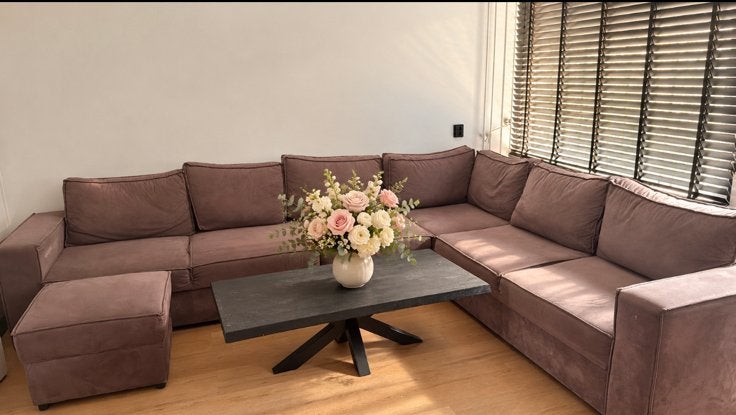 Bruine banken met salon tafel te koop, Ophalen of Verzenden, Zo goed als nieuw