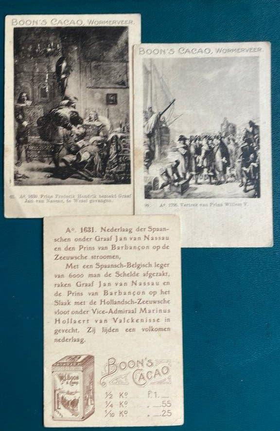 Lot  (10) historische reclame kaarten Boon’s cacao 1920, Ophalen of Verzenden, Gebruikt, Overige typen