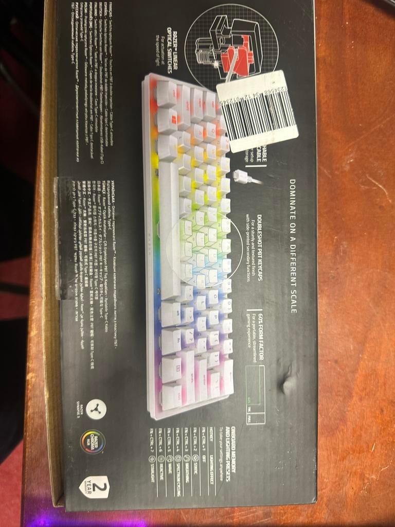 Razer Huntsman Mini 60% Gaming Toetsenbord - Wit, Computers en Software, Toetsenborden, Ophalen, Gaming toetsenbord, Zo goed als nieuw