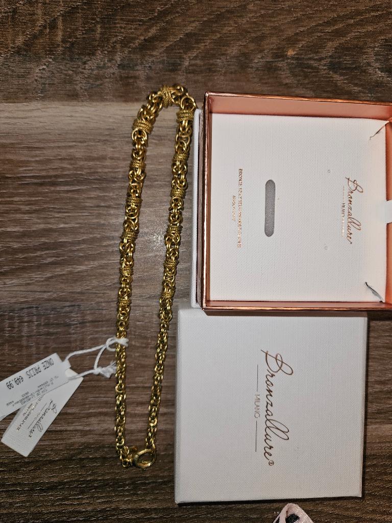 Bronzen ketting, Sieraden, Tassen en Uiterlijk, Kettingen, Ophalen of Verzenden, Gebruikt, Bruin, Overige materialen