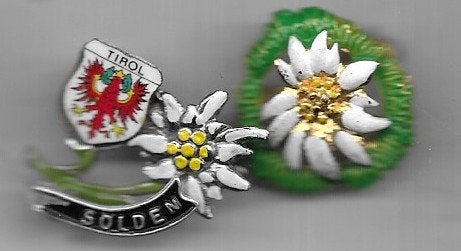2 X EDELWEISS VERSCHILLENDE BROCHE SPELDEN, Ophalen of Verzenden, Gebruikt, Dier of Natuur, Speldje of Pin