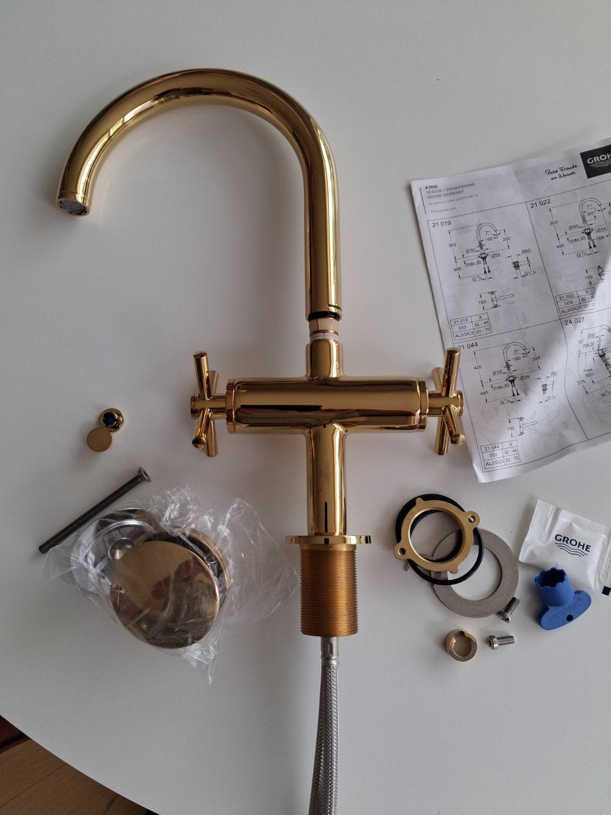 Grohe Atrio Wastafelkraan Goud - Nieuw in doos, Ophalen of Verzenden, Nieuw, Chroom, Kraan