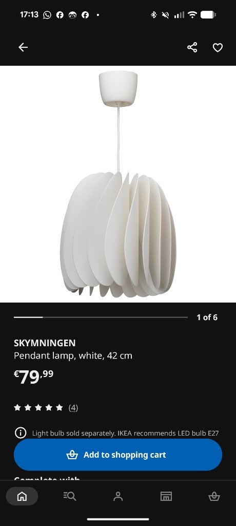 Skymningen Ikea Lamp, Huis en Inrichting, Lampen | Hanglampen, Ophalen, Zo goed als nieuw, Minder dan 50 cm