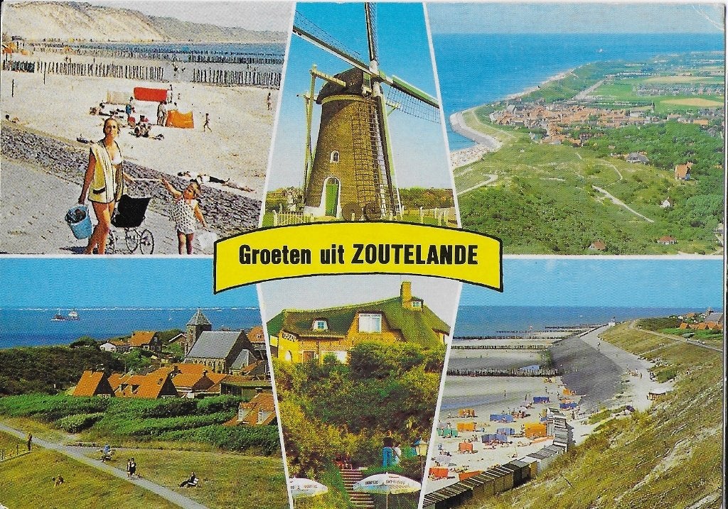 Ch483 gelopen ansichtkaart groeten uit zoutelande, Ophalen of Verzenden, 1920 tot 1940, Gelopen